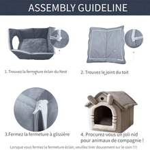 1件装宠物别墅，宠物屋，毛绒猫狗床，室内/室外两用加热垫，半封闭式猫床，宠物安全，秋季猫帐篷，保暖狗床，猫床，狗屋，四季宠物床，猫别墅，小型犬，博美犬床 - 圣诞礼物，兔子床，灰色长耳兔床，可拆卸可水洗，狗屋，猫屋 - 多色 - 查看 6