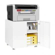 Archivadores con ruedas de 60 x 60 x 60 cm. Soporte metálico para impresora con ruedas para fotocopiadora, computadora y fax. Archivadores de dos cajones para casa, oficina, apartamento o dormitorio - Blanco - Ver 6