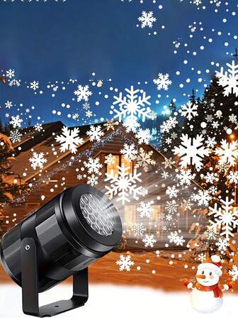 1pc Rotating Snowflake Projection Light, White Snowflake Projector, Snowflake Stage Light, USB Powered Snowflake Pattern Projector, Perfect For Indoor/Outdoor Holiday Decoration, Christmas & Thanksgiving Party - Rotating Snowflake Pattern Stage Light, Christmas, Christmas Decoration, Room Decor, Bedroom Decor, Suitable For Party, Celebration, Holiday, Christmas Decor, Christmas Lights, Christmas Home Decor, Outdoor Christmas Decoration, Outdoor Christmas Lighting
