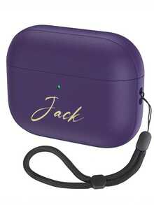 [Customized]Personalized Custom Luxury Name Letter Customized Cover Compatible With 1 2 3 4 Pro 2 Pro 3 Lychee Pattern TPU Earphone Case