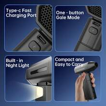 SULVGO مكنسة هواء لاسلكية 3000 مللي أمبير - مروحة توربينية صغيرة بسرعة 108,000 دورة في الدقيقة، مروحة تبريد شخصية، مكنسة هواء مضغوط لتنظيف لوحة المفاتيح والكمبيوتر، بدون الحاجة إلى علب هواء مضغوط، مروحة تجفيف نفاثة للمنزل والسيارة - متعدد الألوان - مشاهدة 6