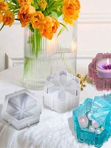 一套雪花盒树脂模具，带盖首饰盒硅胶模具，环氧树脂浇铸模具，DIY糖果架配件收纳盒 - 白色 - 查看 7