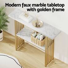 Artiss Console Table Marble Effect White&Gold - Multicolor - View 5