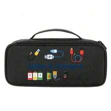 电子产品收纳旅行包，印有数据线和移动电源图案，旅行必备单品收纳包 - 多隔层数码收纳包，拉链封口，便携式电子配件收纳包，可收纳充电线、移动硬盘和移动电源等，适用于移动电源、手机充电器、数码相机配件，是商务旅行者和返校用品的理想之选。 - 彩色 - 查看 14