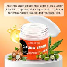 Black Castor Oil Curl Cream, Infused With Shea Butter - Long-Lasting Smooth Styling, Effectively Reduces Frizz, Nourishes And Glosses Hair, Perfect For Dry Curly Hair, Enhances Softness, Creates Bouncy Curls, Non-Greasy Formula, Professional Curling Styling Product, Comes With 9-Row Comb Set, Suitable For Curly, Wavy, Spiral Hair. - Coral Orange - View 5