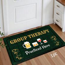 1pc Funny Wine Culture Pattern Printed Rug, Faux Wool Mat - Highly Absorbent, Easy To Clean, Suitable For Home Decor, Farmhouse, Entryway, Indoor, Room, Kitchen, Dining Room, Small Office/Home Office, Sink, Laundry Room, Doormat, Kitchen Mat, Non-Slip Mat