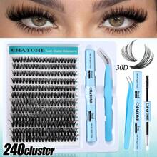Juego de 240 pestañas postizas en forma de abanico y rizado, completo con adhesivo especializado y agente sellador, para crear un aspecto natural y voluminoso para uso diario. Este set de pestañas incluye tres estilos: 10D, 20D y 30D, con longitudes que van de 10 a 16 milímetros. Adecuado para fiestas, bodas, viajes y uso diario. - Blanco - Ver 15