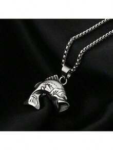 Largemouth Bass Fish Necklace - Fisherman Stainless Steel Jumping Bass Pendant - Fishing Amulet Gift