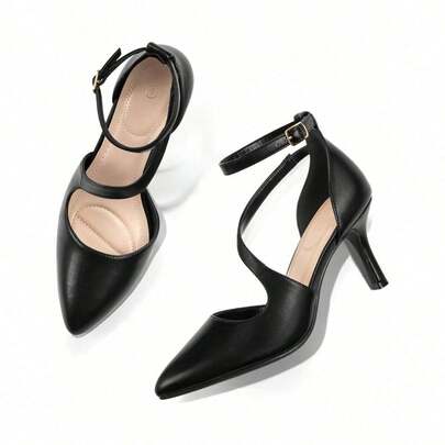 Sexy Crystal Ankle Strap Pointed Toe Stiletto Pumps – Elegant Wedding & Party Shoes For Women, New Arrival Heels