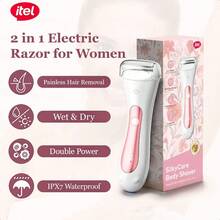 itel IHR-01 Rechargeable Women's Hair Remover,Unique Dual-Speed Design,Wet/Dry Dual-Use Electric Shaver IPX7 Waterproof,Type-C Fast Charging & LED Display,Suitable For Trimming Legs, Body, And Bikini Area - White - View 1