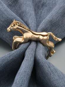 1个逼真马形餐巾环，锌合金动物系列餐巾架，适用于宴会派对餐桌装饰 - 彩色 - 查看 4