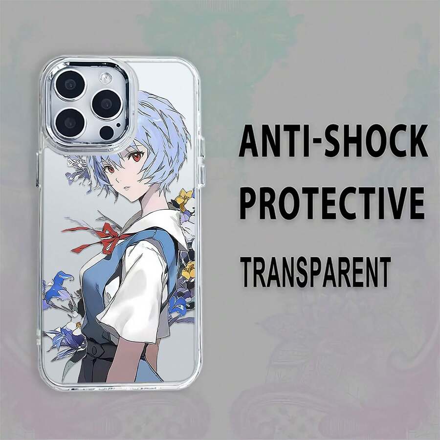 Funda para teléfono con estampado floral de chica anime, compatible con teléfonos , 17, 16 Pro Max, 15 Pro Max, 13 y 12. Fabricada en TPU, ofrece protección contra golpes y caídas. Perfecta para amantes del anime, regalos para amigos, regalos de cumpleaños o cualquier ocasión especial. - transparente - Ver 1
