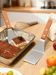 1pc Stainless Steel Flat Shovel, Wooden Handle Cooking Shovel, Flipping Spatula, Tiramisu Shovel, Cake Shovel, Steak Frying Spatula, Iron Plate Barbecue Spatula, Pizza Spatula, Cooking Stir Fry And Fried Egg Spatula, Cake Cutter, Cake Scraper - Multicolor - View 12