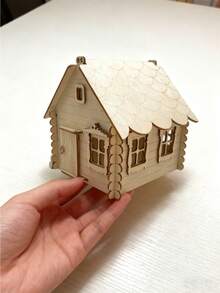 1 Pc Wooden Cottage, DIY Assembly Required, Halloween, Christmas, Thanksgiving Gift, Garden Corner Plant Decor, Wooden Craft Set - Multicolor - View 8