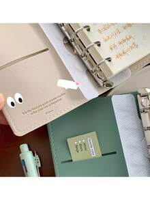 1pc Leather M5 Loose-Leaf Notebook, Blank Coffee-Colored Inner Pages, Vintage Student Memo Pad, Portable Diary - one-size - View 7