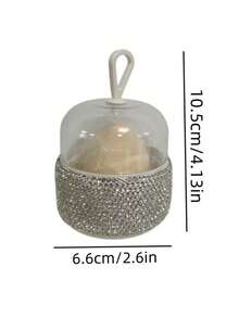 1pc Makeup Sponge Storage Box, High-End Glitter Rhinestone Powder Puff Makeup Sponge Holder, Dust-Proof Travel Portable Makeup Sponge Case, Suitable For Liquid Cream & Powder, Creative Makeup Gift, Random Color - Silver - View 4