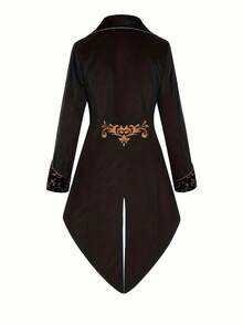 Steampunk Medieval Embroidered Tailcoat Jacket For Men, Halloween Stage Performance Costume - Black - View 2