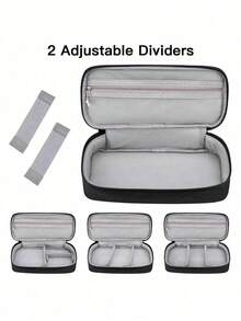 电子产品收纳旅行包，印有数据线和移动电源图案，旅行必备单品收纳包 - 多隔层数码收纳包，拉链封口，便携式电子配件收纳包，可收纳充电线、移动硬盘和移动电源等，适用于移动电源、手机充电器、数码相机配件，是商务旅行者和返校用品的理想之选。 - 彩色 - 查看 4