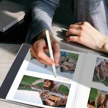 1pc Self-Adhesive Photo Album, 40 Blank Pages, Linen Cover, 3x5, 4x6, 5x7, 8x10 Sizes, DIY Album With Metal Pen