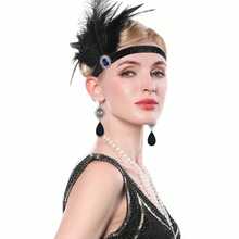 Bộ 5 món: Băng đô lông vũ phong cách retro thập niên 1920, khăn choàng đính sequin, vòng cổ ngọc trai giả, bông tai, găng tay đen - Phụ kiện trang phục cho dạ hội hóa trang, tiệc tùng, váy dạ hội trang trọng, đi biển, kỳ nghỉ, phụ kiện, đồ dùng cần thiết khi đi du lịch. - Nhiều màu - Xem 11