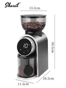 shoxil 1台带触摸屏的电动咖啡研磨机 – 25种可调节研磨设置,适用于意式浓缩咖啡、滴滤咖啡、法压咖啡和冷萃咖啡 | 精准计量,静音运行 | 非常适合家庭咖啡师、办公室咖啡站和咖啡馆吧台,沙特阿拉伯国庆节特惠 - 英規插(220-240V) - 查看 13