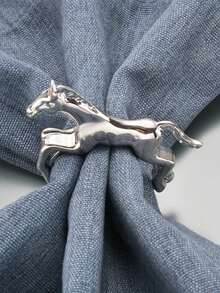 1个逼真马形餐巾环，锌合金动物系列餐巾架，适用于宴会派对餐桌装饰 - 彩色 - 查看 5