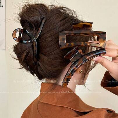 3Pcs/Retro Tortoiseshell Hair Clip, High-End Hairpin, Back Of The Head, Temperament Shark Clip, Three-Piece Set