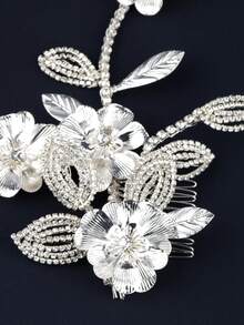 Peine de pelo de flor de aleación vintage, accesorio de tocado versátil y elegante para boda, fiesta, recogido, accesorios del Día de San Valentín - 24-1201 - Ver 5