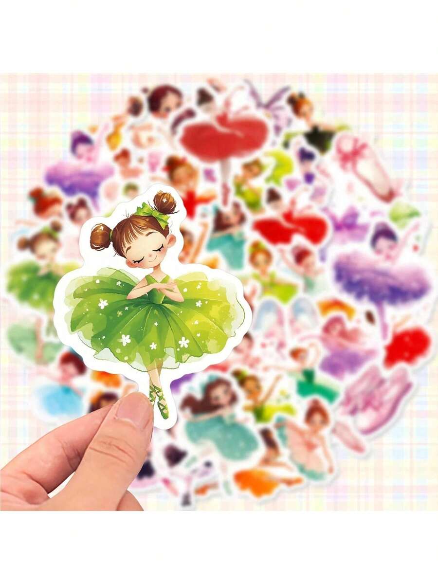 50pcs Dance Graffiti Stickers, Ballet Theme Stickers, Suitable For Birthday Party Decoration, Luggage, Skateboard, Phone Case, Etc., Vinyl Waterproof Stickers, Beautiful And Practical, Suitable For Teenagers And Adults, Also Decoration Material For Vision Board. - Multicolor - View 1