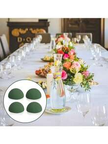 2片/8片装球形花泥，圆形花泥，绿色人造植物花泥，适用于婚礼装饰花泥，仿真花球形花泥，适合园艺、婚礼庆典、插花、吸水海绵泡沫、春季插花和DIY手工。边角略微凹陷，介意者请勿购买。 - 半球 - 查看 3