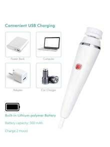 Hailicare 四合一洁面刷，面部清洁工具，去角质洁面刷，面部SPA套装，美容仪，带底座，电池容量300毫安时