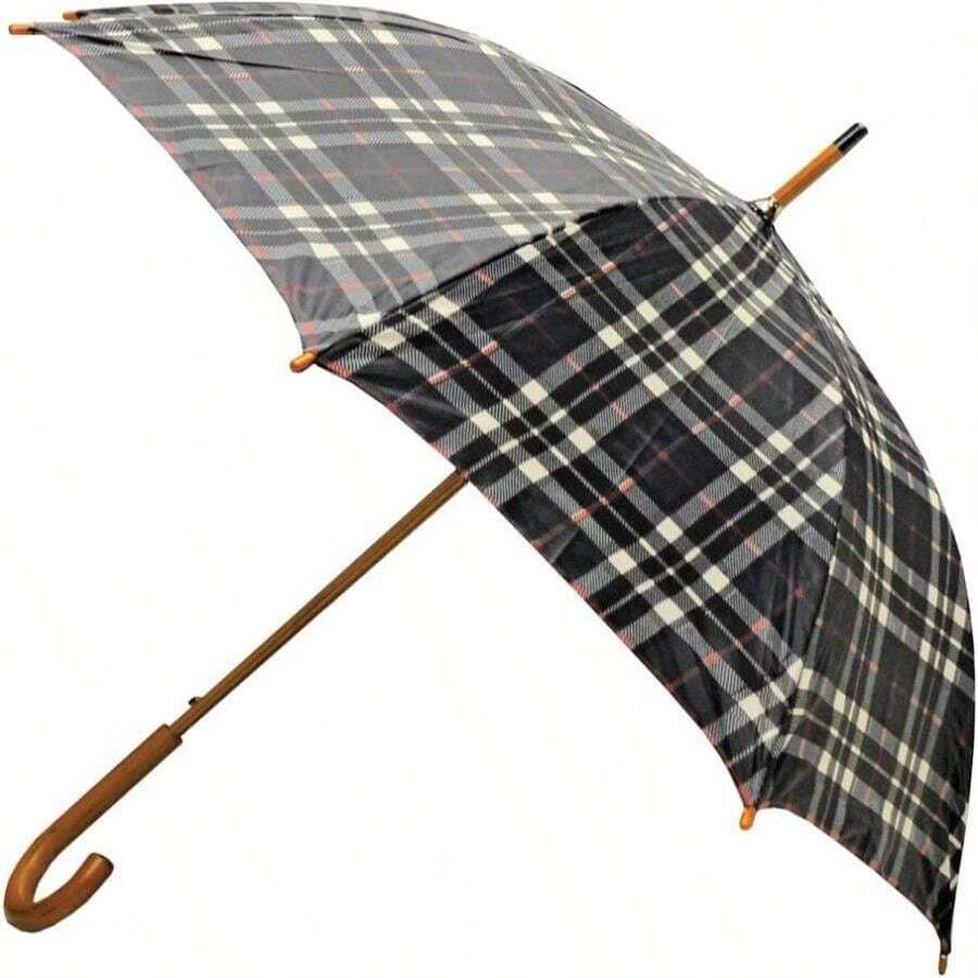 Rainbrella Classic Auto Open Umbrella With Real Wooden Hook Handle - ColorA - View 1
