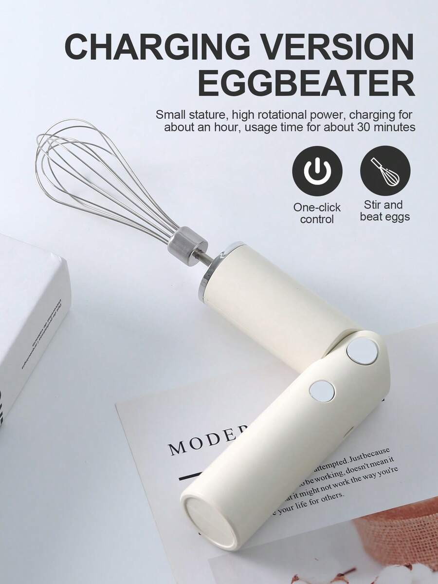 AOYI 可充电手持式电动折叠搅拌机，家用打蛋器，小型揉面机，奶油蛋糕烘焙搅拌机，含充电线 - 彩色 - 查看 1