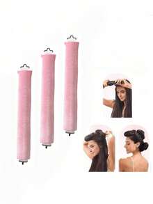 1/3/5Pcs Hair Rollers Set, Satin Heatless Curling Set - Hair Rollers, Headband Hair Curlers & Hot Rollers, To Sleep In, High Resilience Rubber Filling, Softer Suitable For Ramadan, Valentine's Day Gatherings & Parties Styling - Multicolor - View 14