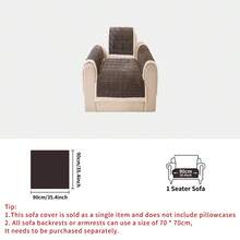 1pc Solid Color Quilted Plush Sofa Cover, Warm And Thick For Winter, White Plush Trim, Minimalist Modern Style, Suitable For Bedroom, Living Room, Office Home Decor, Fits Single, Loveseat, 3-Seater, 4-Seater And Sectional Sofas - Dark Grey - View 10