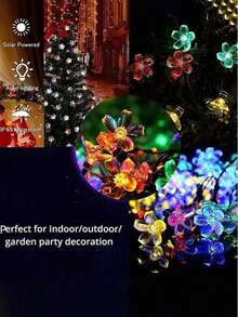 1 String Solar Powered Cherry Blossom LED Lights, Solar Flower Decor, Outdoor Home Garden Lawn Patio Lighting, Holiday Party Halloween Decoration, Autumn House Decor, Outdoor Decor - Solar-powered Cherry Blossoms - View 9