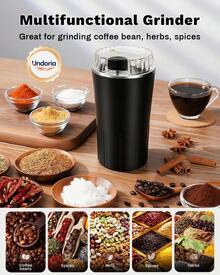 Electric Coffee Grinder, CoffeeBean And Spice Grinder,300w Powerful Power Portable With Heavy-DutyStainless Steel Grind Blades - 黑色 - 查看 2