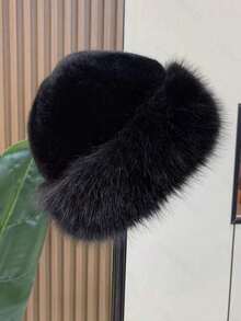 1pc Mongolian Style Thick Fleece Hat, Faux Lamb Wool Design, Unisex Windproof Ear Warmer Cap, Winter Cold Weather Outfit Women