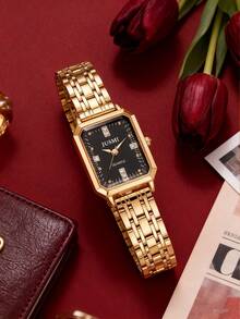 1 chiếc/bộ Đồng hồ thạch anh mặt số La Mã tối giản, dây đeo bằng thép không gỉ, thích hợp cho sinh nhật, Halloween, khuyến mãi cuối năm, thanh thiếu niên - màu đen - Xem 2