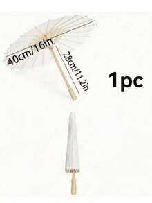 6把白色纸伞，木柄，无羽毛，无需用电，DIY新娘送礼会装饰，婚礼派对道具，摄影配件 - 彩色 - 查看 12