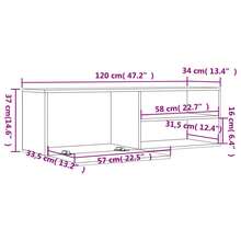 Mobile porta TV vidaXL in legno di rovere marrone, 120 x 34 x 37 cm, realizzato in legno composito. - Cammello - Visualizzare 9