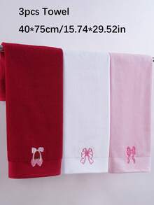 QIBHI 3/2/1件装蝴蝶结毛巾，刺绣绒面毛巾，柔软吸水面巾，适用于浴室、酒店、健身房、旅行、礼品、沙龙、运动、户外、海滩、学校、返校季、旅行配件、家居用品、毛巾、护肤 - 彩色 - 查看 12