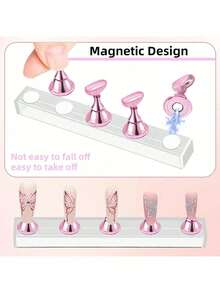 Set 2 piese (10 piese) - Tavă pentru unghii, Set suport pentru unghii (Tavă de bază, Set suport pentru unghii (doar tava de bază), Suport pentru unghii tip presare, Tavă manuală pentru exersarea unghiilor, Suport pentru unghii pre-vopsite, Suport pentru afișarea unghiilor, Kit de început pentru salon de unghii acasă (roz) - Multicolor - Vizualizare 5