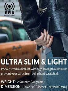 RFID屏蔽信用卡夹，男士钱包，金属钱包，男士卡包，极简金属卡包，RFID屏蔽卡夹，铝合金黑色钱包，男士卡包，商务休闲时尚钱包，护照夹，车载护照夹 - 黑色 - 查看 7