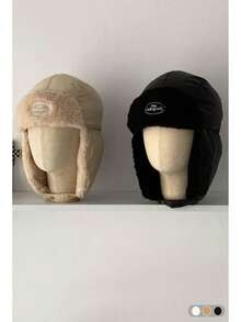 1pc Unisex Autumn/Winter Corduroy Thicken Ear Protection Cap With Buttons, Functional Japanese Style Five-Piece Ushanka Hat