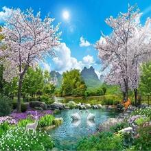 Murales de pared de tamaño personalizado, paisaje submarino de la isla del mundo, murales de pared autoadhesivos extraíbles de despegar y pegar, papel pintado fotográfico grande - Naturaleza Paisaje Cisne Lake - Ver 8