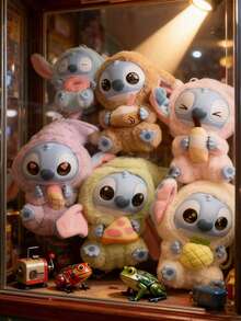 史迪奇玩偶 - “即使累了也要吃点东西”系列 | 热带棕榈与星空元素，Y2K 可爱美学多巴胺毛绒玩具 | 可拆卸背包挂饰/汽车挂件/旅行包挂件 + 超柔软史迪奇玩偶