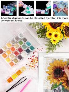 1pc/2pcs DIY Diamond Painting Diamond Storage Box, Sorting Box With 28 Grids Or 56 Grids To Choose From - Drill Disk - View 5