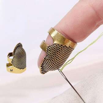 缝纫顶针，可调节金属顶针，用于手工缝纫，保护手指，绗缝工艺配件，适用于针织针线活 DIY 工具