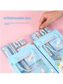 Sanrio 6pcs/1set Sanrio Writing Tool Set, Black Cat Melody Cinnamon Dog Stationery Set, Includes Premium Pencil, Eraser, Ruler, Notebook, Pencil Sharpener, Back To School; School Supplies; School Stationery Suitable For Students,Party Gift